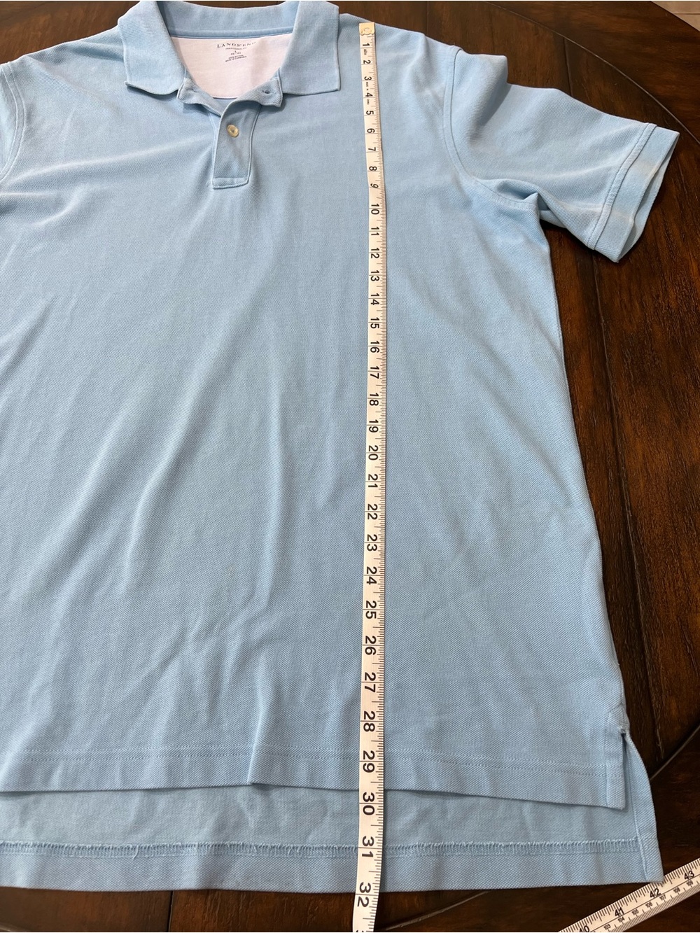 Lands End Mens Polo Pale Blue Short Sleeve Cotton Pique Casual Classic Size Lg - Picture 7 of 7